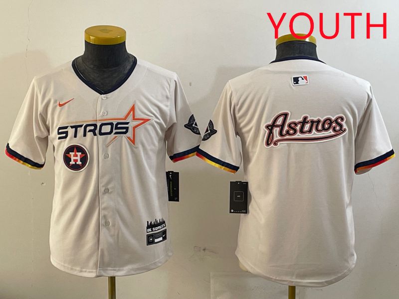 Youth Houston Astros Blank Cream three generations Joint Name 2025 Nike MLB Jersey style 41418